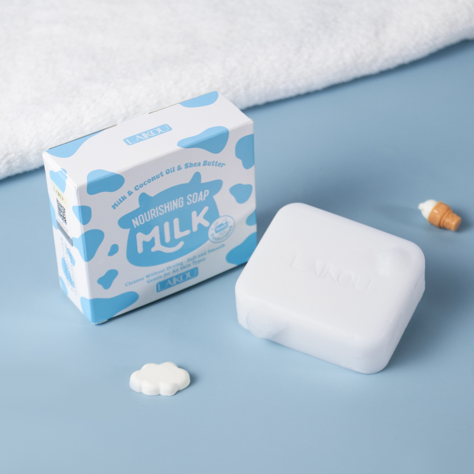 Savon au Lait Nourrissant LAIKOU 110g – Savon Antiseptique Fait Main pour Visage et Corps – Nettoyage de Base Hydratant – Formule Douce pour Tous Types de Peau