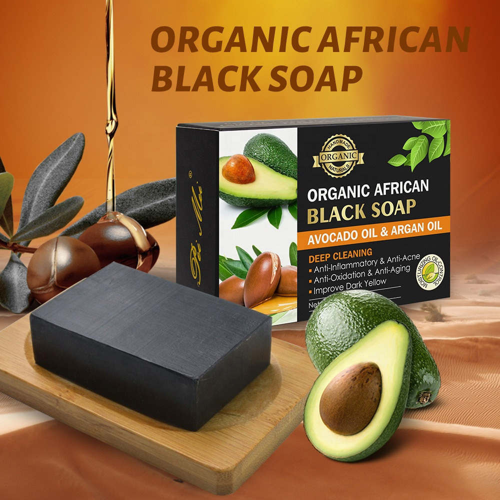Savon Noir Africain au Beurre de Karité Bio PeiMei – Nettoyage Profond et Blanchiment – Savon Fait Main 100% Biologique 120g – Anti-Acné et Anti-Vieillissement