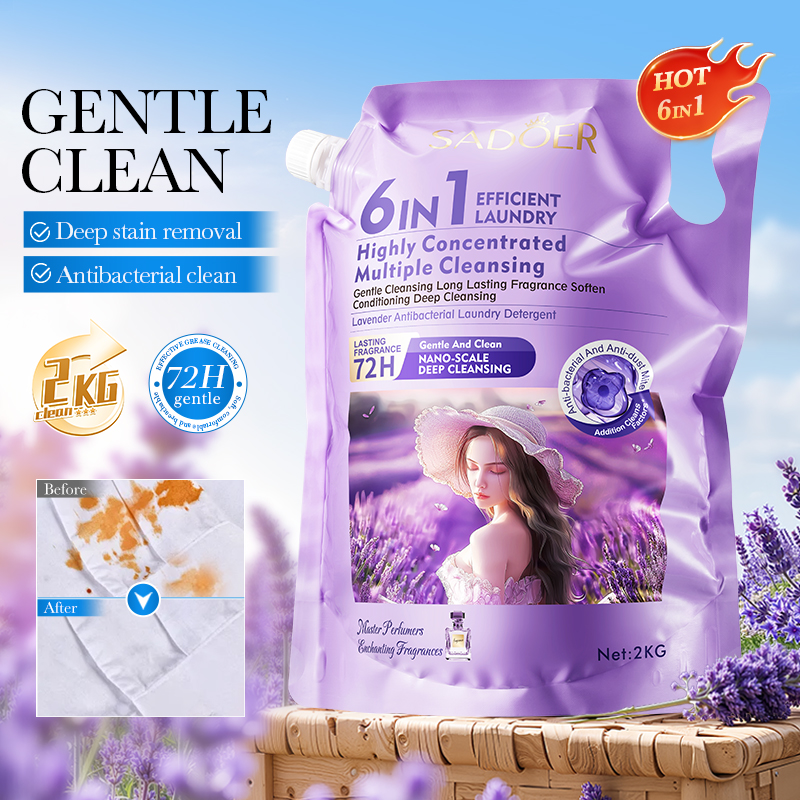 SADOER Détergent Lessive Antibactérien 2KG – Fleur de Camélia, Lavande et Rose – Nettoyage en Profondeur et Détachant Puissant – Lessive Liquide Flower Laundry