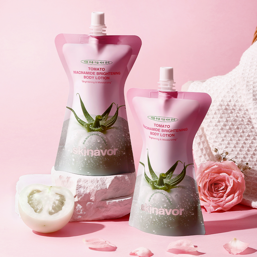 Lotion de Soin Corps Skinavor – Crème Naturelle Eclaircissante et Hydratante – Soin Nourrissant au Niacinamide et Solanum Lycopersicum – Volume 100mL