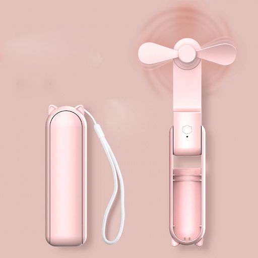 Mini Ventilateur de Poche 2-en-1 – Batterie Externe Integree 2000mAh – Ventilateur de Brume Rechargeable USB-C avec Autonomie 48h – Modele Pliable Ultra Compact